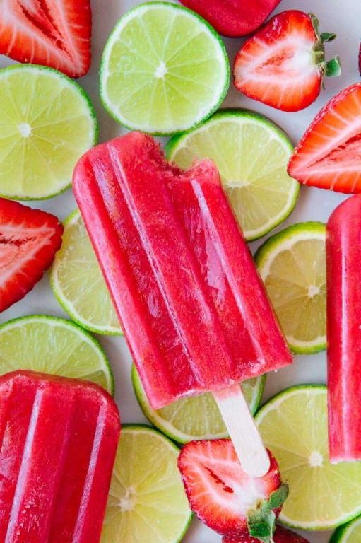 Strawberry Lime Popsicles