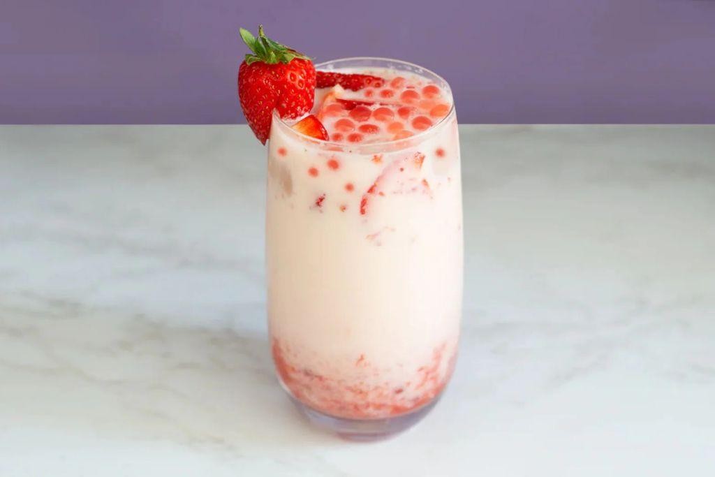 Strawberry Milk Tea with Popping Boba