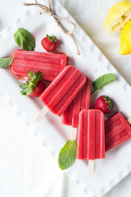 Strawberry Mint Popsicles