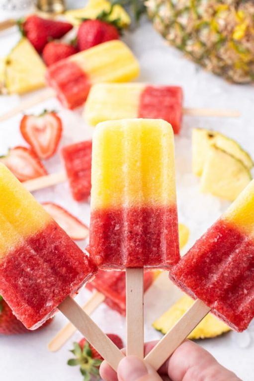 Strawberry Pineapple Popsicles