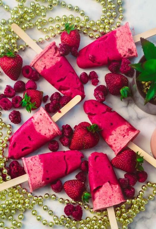 Strawberry Raspberry Popsicles