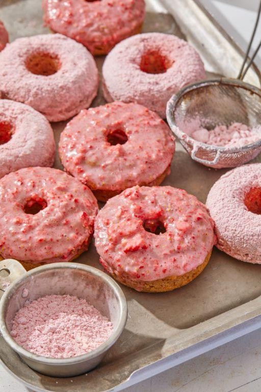 Strawberry Sprinkled Baked Donuts