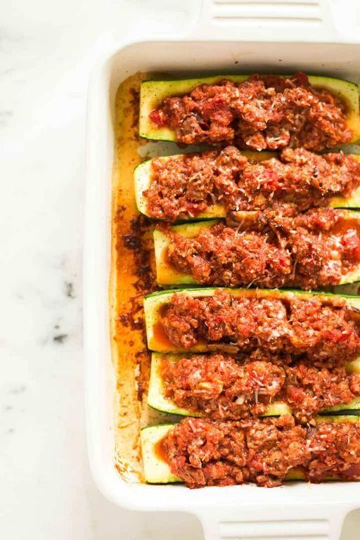 Stuffed Large Zucchini with Ground Turkey and Quinoa