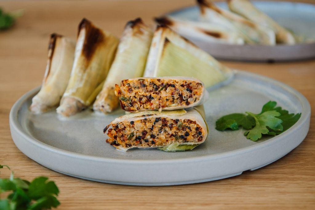 Stuffed Vegan Leek with Quinoa and Herbs