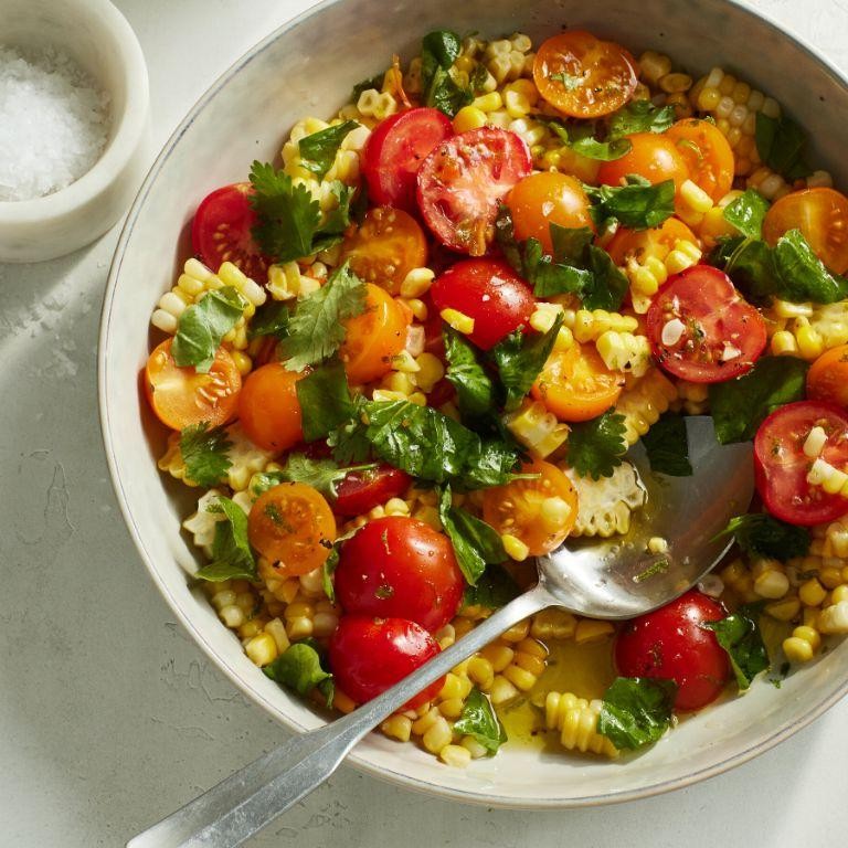 Summer Corn Salad with Basil and Tomatoes