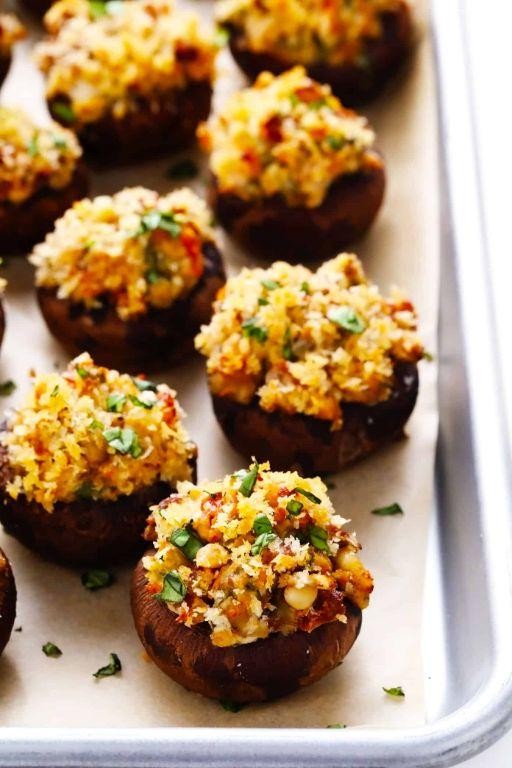 Sun-Dried Tomato and Goat Cheese Stuffed Mushrooms