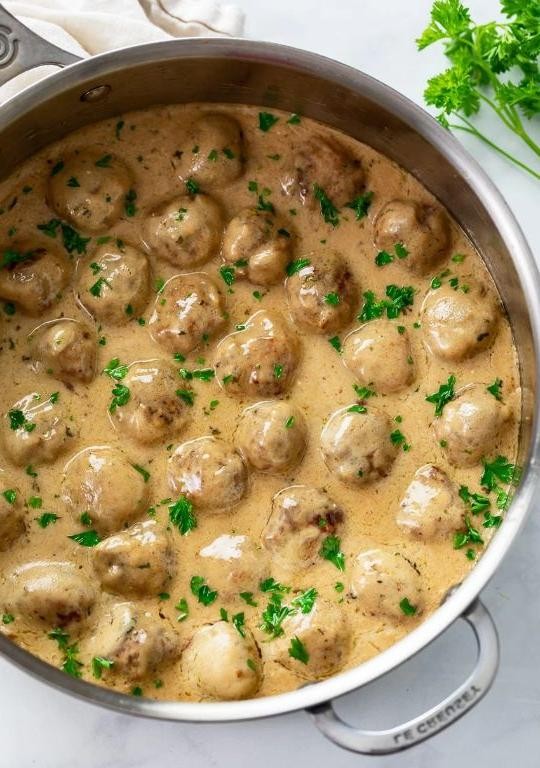 Swedish Oven Baked Meatballs with Cream Sauce