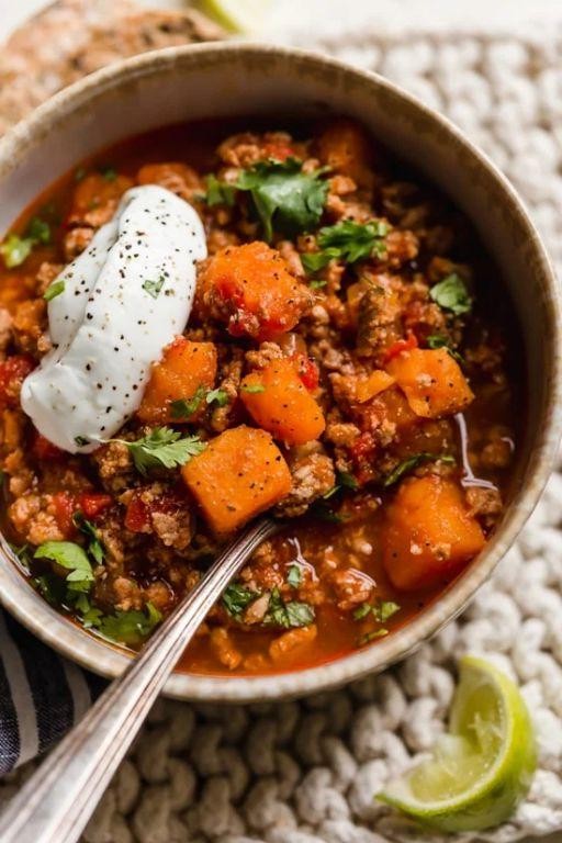 Sweet Potato Ground Turkey Chili