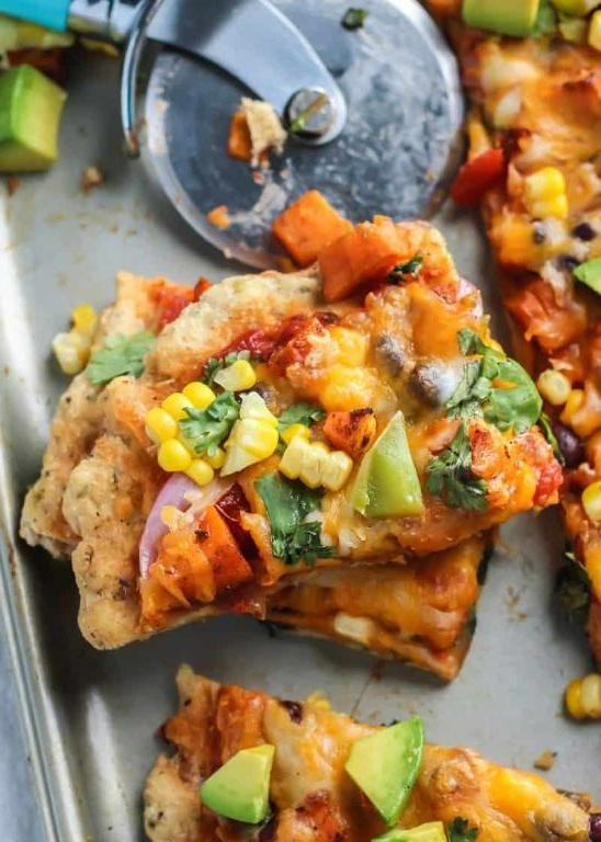 Sweet Potato and Black Bean Mexican Pizza