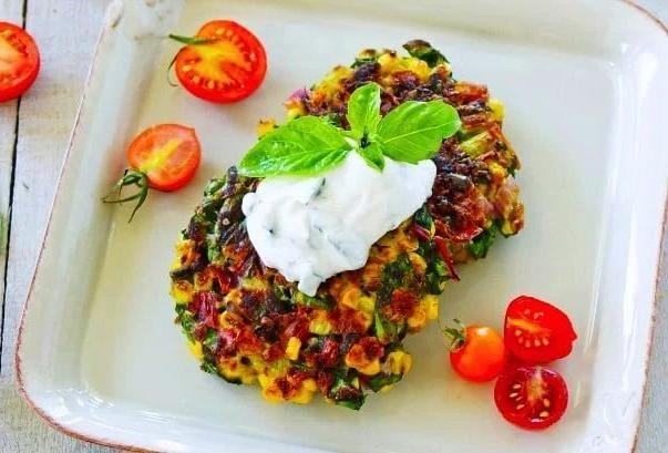 Swiss Chard and Corn Fritters