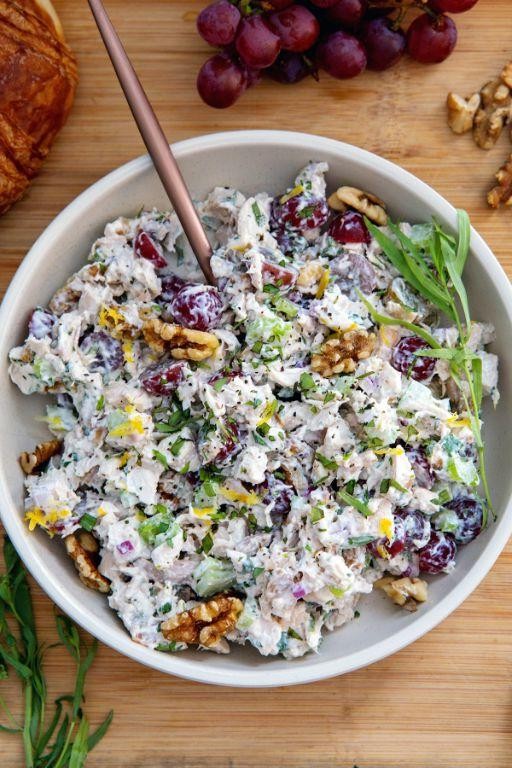 Tarragon Chicken Salad with Grapes and Pumpkin Seeds