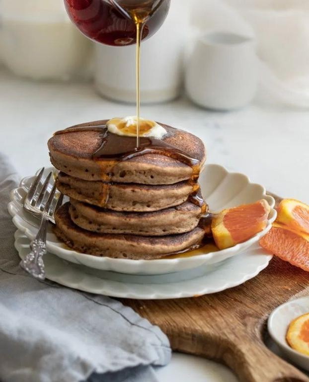 Teff Pancakes with Honey Drizzle