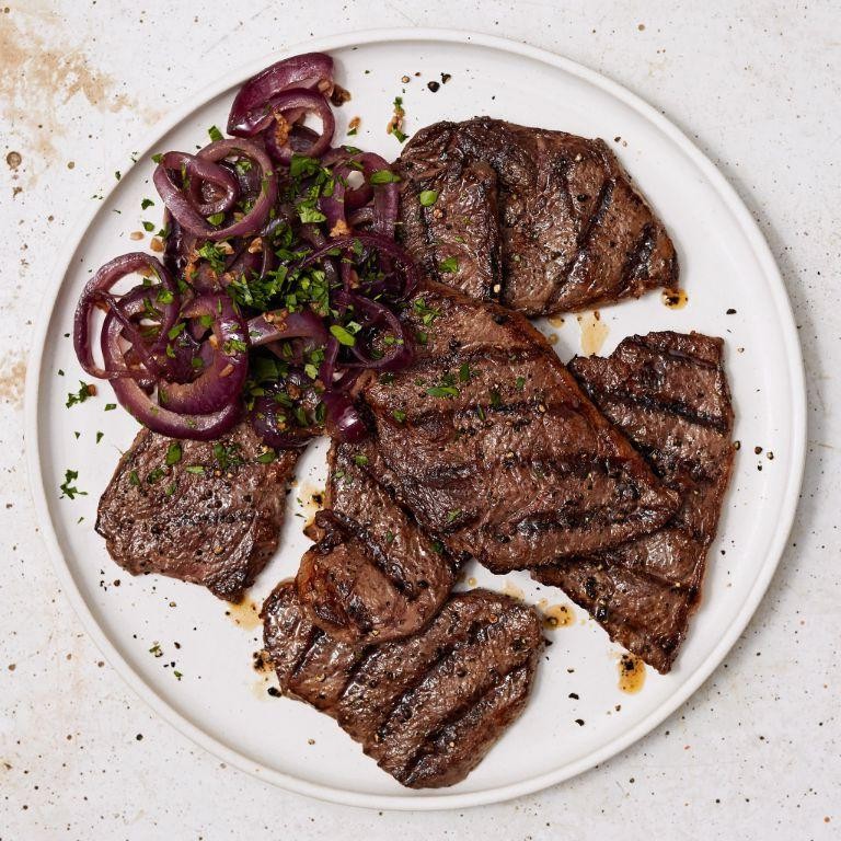 Thin Sliced Sirloin Tip Steak with Caramelized Onions