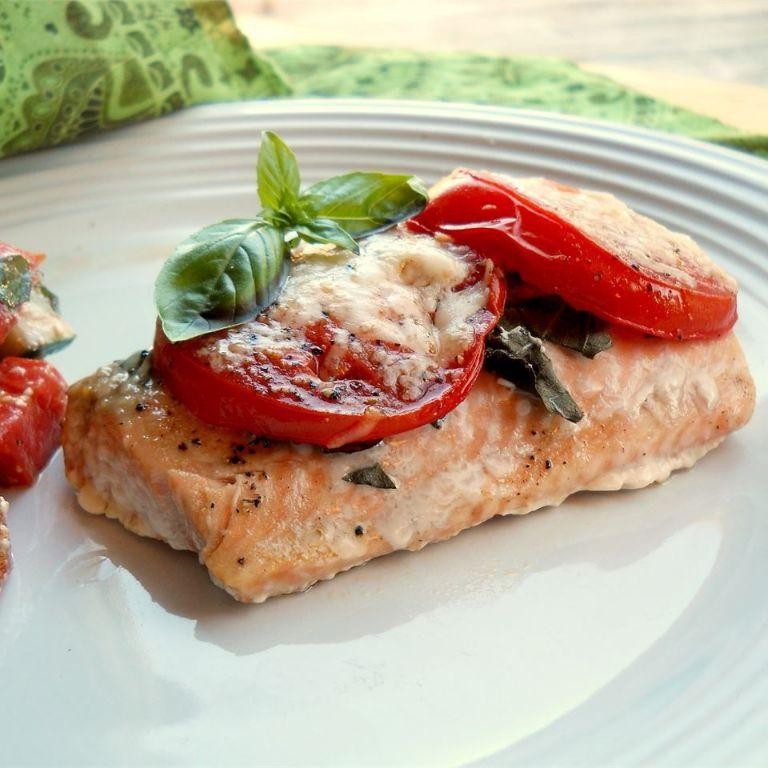 Tomato Basil Salmon Steak