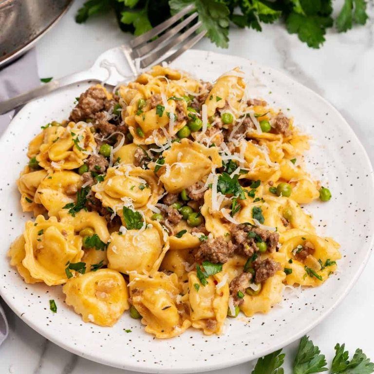Tortellini with Ground Beef and Artichokes