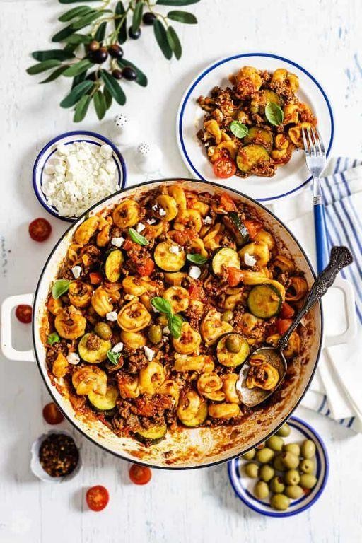Tortellini with Ground Beef and Olives