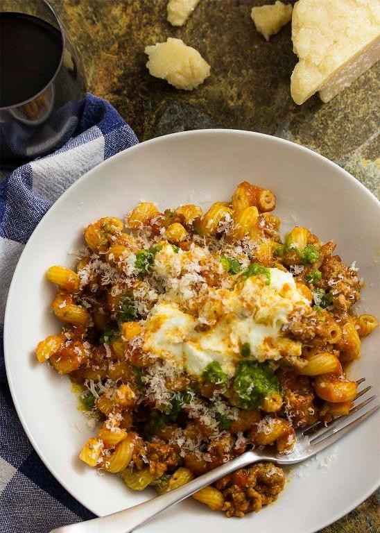 Tortellini with Ground Beef and Pesto