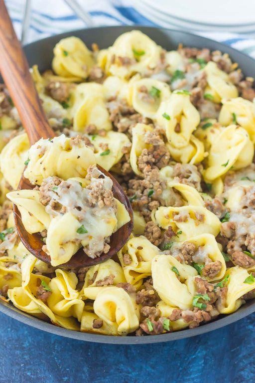 Tortellini with Ground Beef and Zucchini