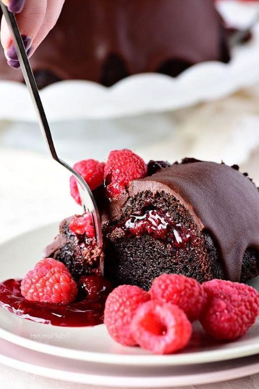 Triple Chocolate Bundt Cake with Raspberry Filling