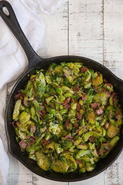 Turkey Bacon and Brussels Sprouts Stir Fry