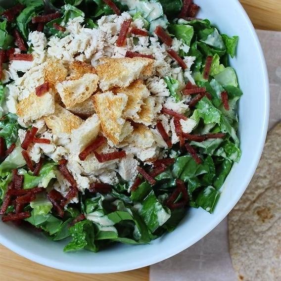 Turkey Bacon and Kale Caesar Salad