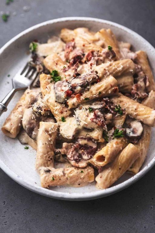 Turkey Bacon and Mushroom Pasta