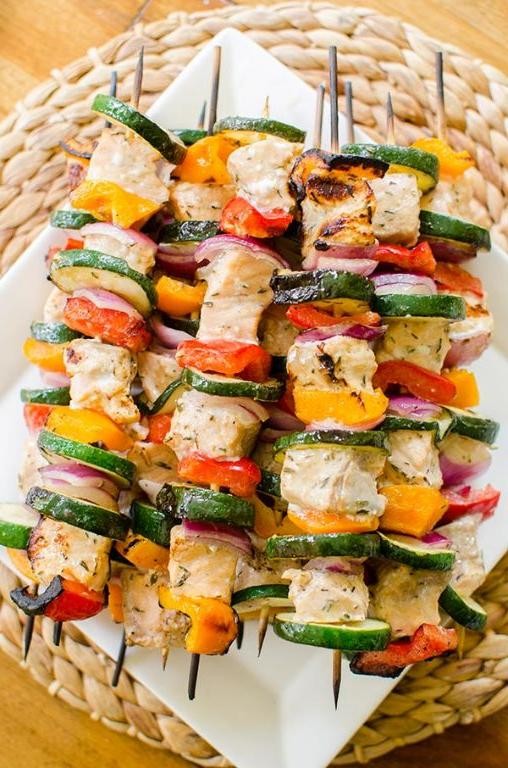 Tuscan Salmon Skewers with Zucchini and Bell Peppers