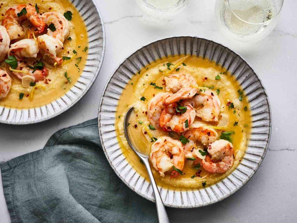 Tuscan Shrimp with Creamy Polenta