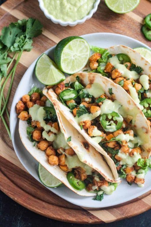 Vegan Chickpea Tacos with Avocado Lime Dressing