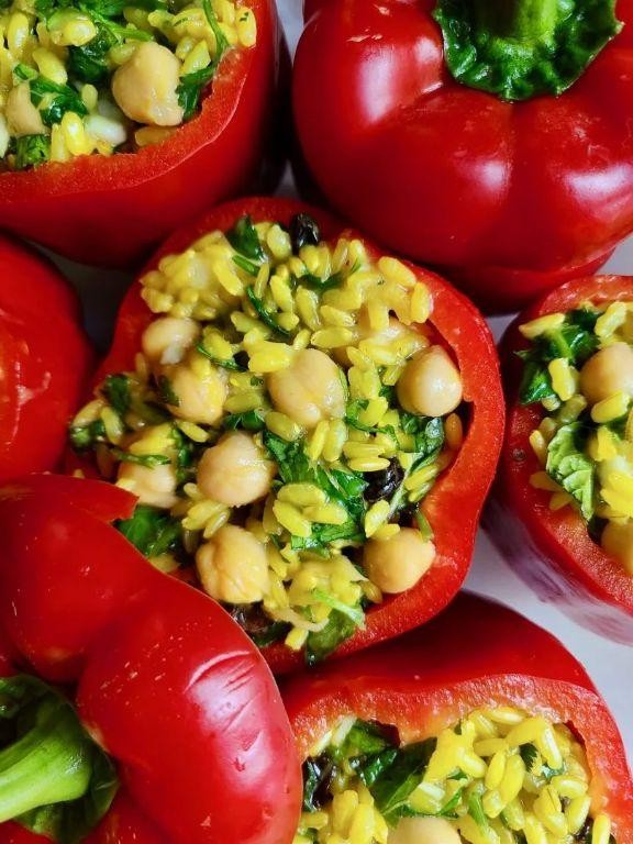 Vegan Chickpea and Rice Stuffed Peppers