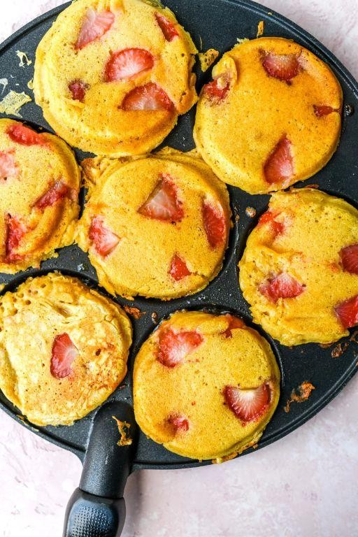 Vegan Freeze Dried Strawberries Pancakes