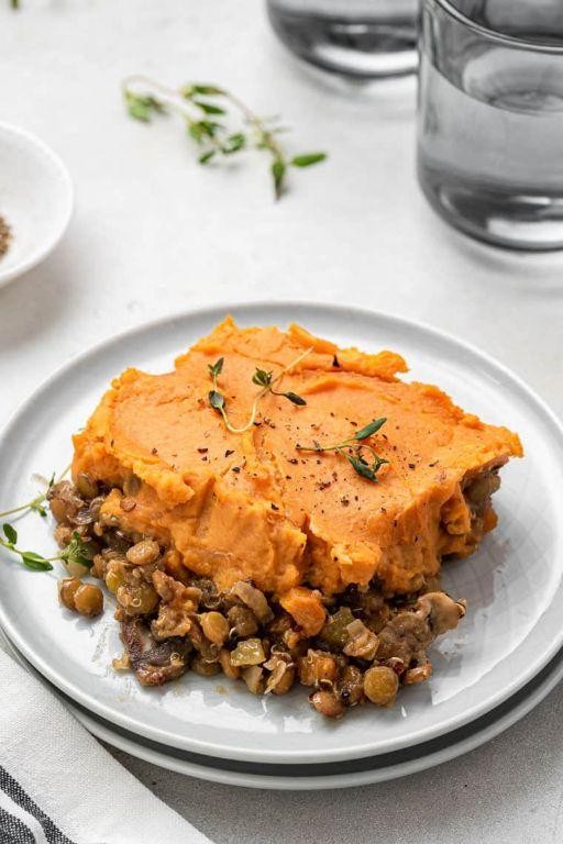 Vegan Meat Pie with Sweet Potato Topping