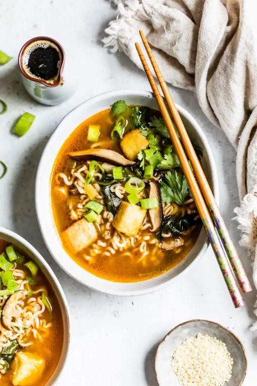 Vegan Ramen with Tofu and Spinach