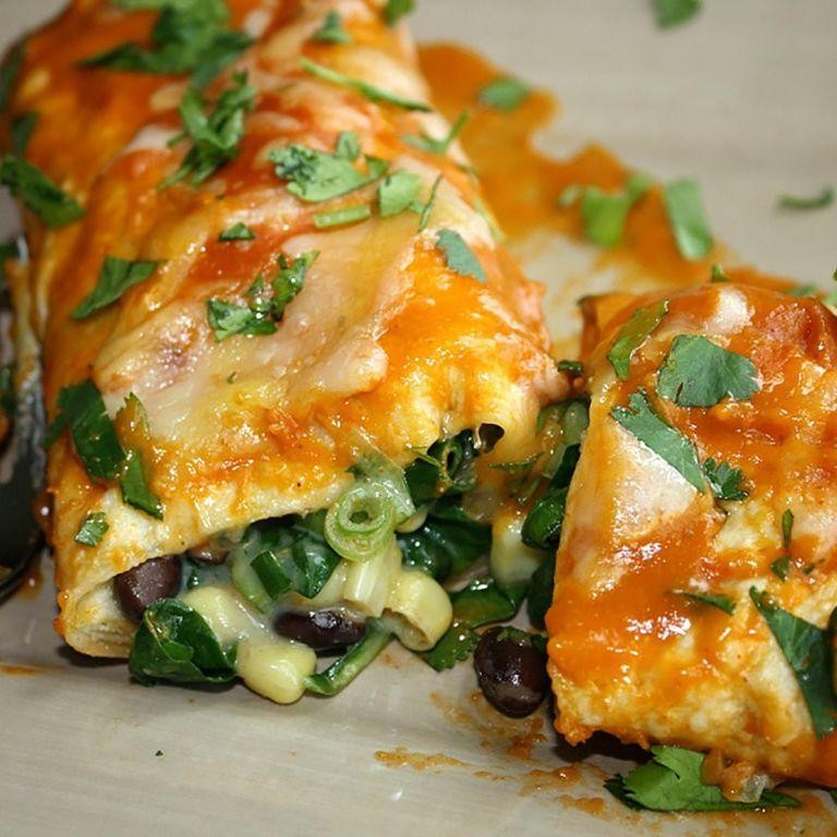 Vegan Spinach and Black Bean Enchiladas