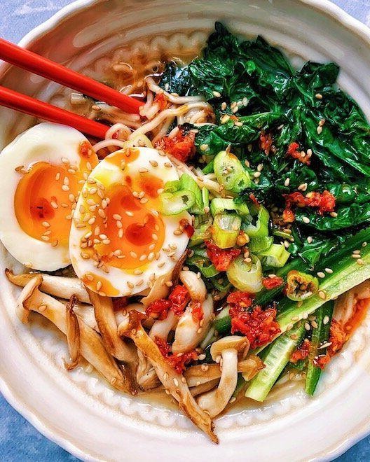 Vegetarian Ramen with Soft-Boiled Eggs