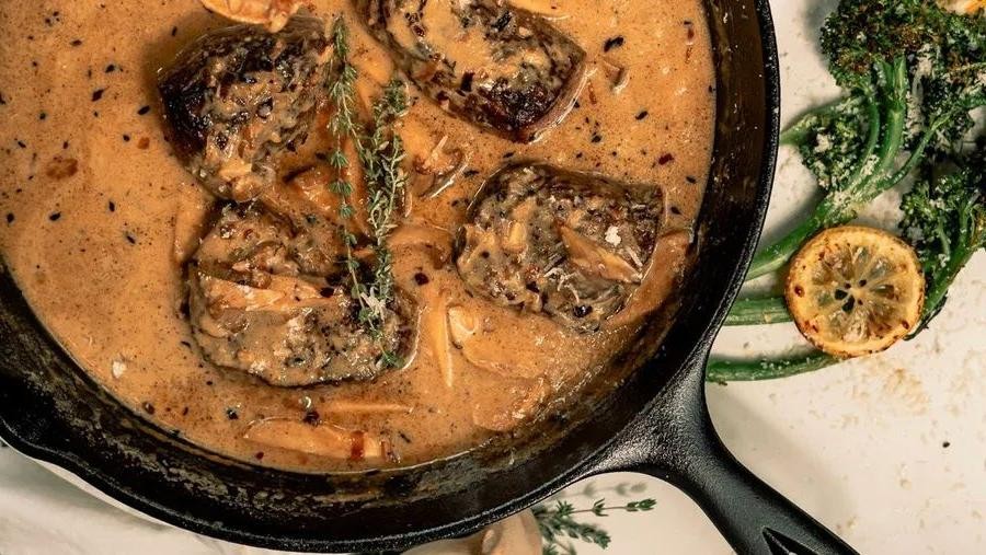Venison Backstrap Medallions with Mushroom Cream Sauce