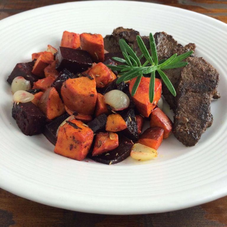 Venison Backstrap and Sweet Potato Hash