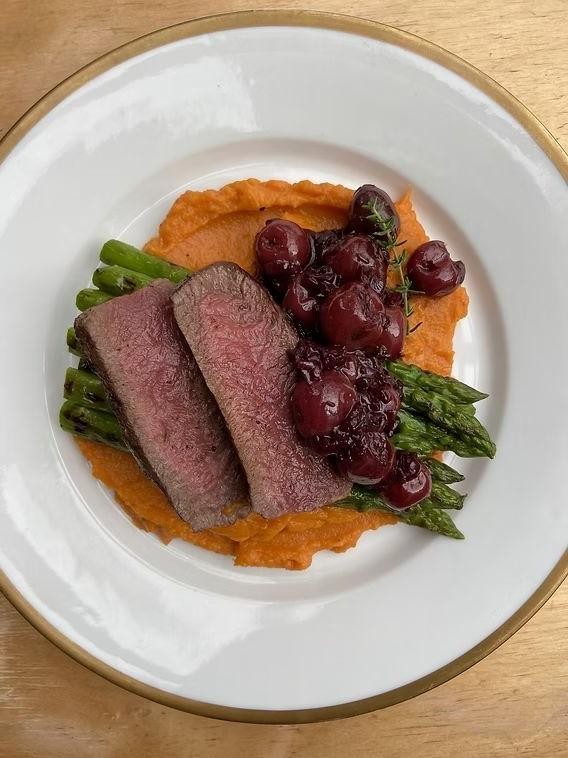 Venison Backstrap with Cherry Port Sauce