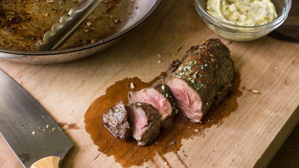 Venison Backstrap with Roasted Garlic and Herb Butter