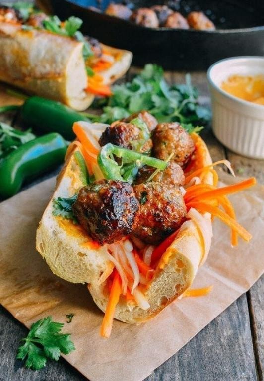 Vietnamese Beef Meatball Banh Mi
