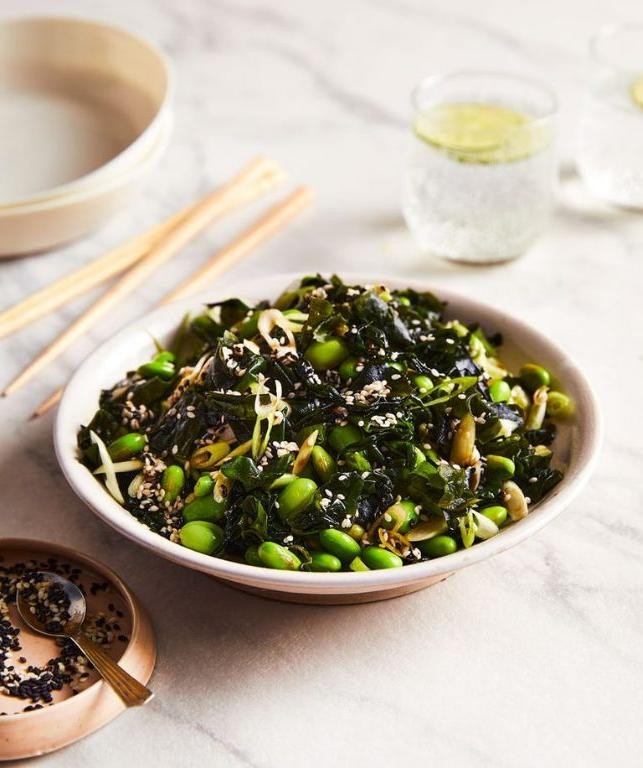 Wakame Seaweed Salad with Edamame and Sesame Seeds