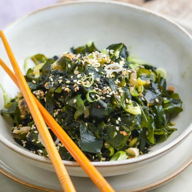 Wakame Seaweed Salad with Fresh Herbs and Olive Oil Dressing