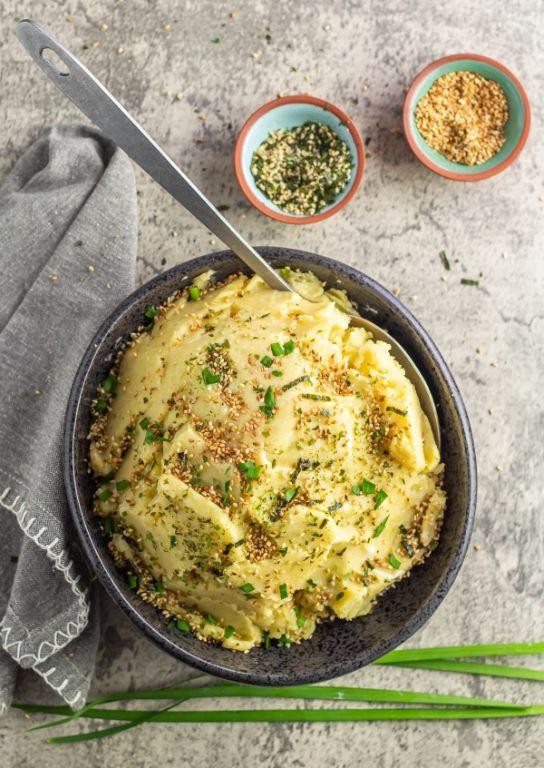 Wasabi Mashed Potatoes with Roasted Corn