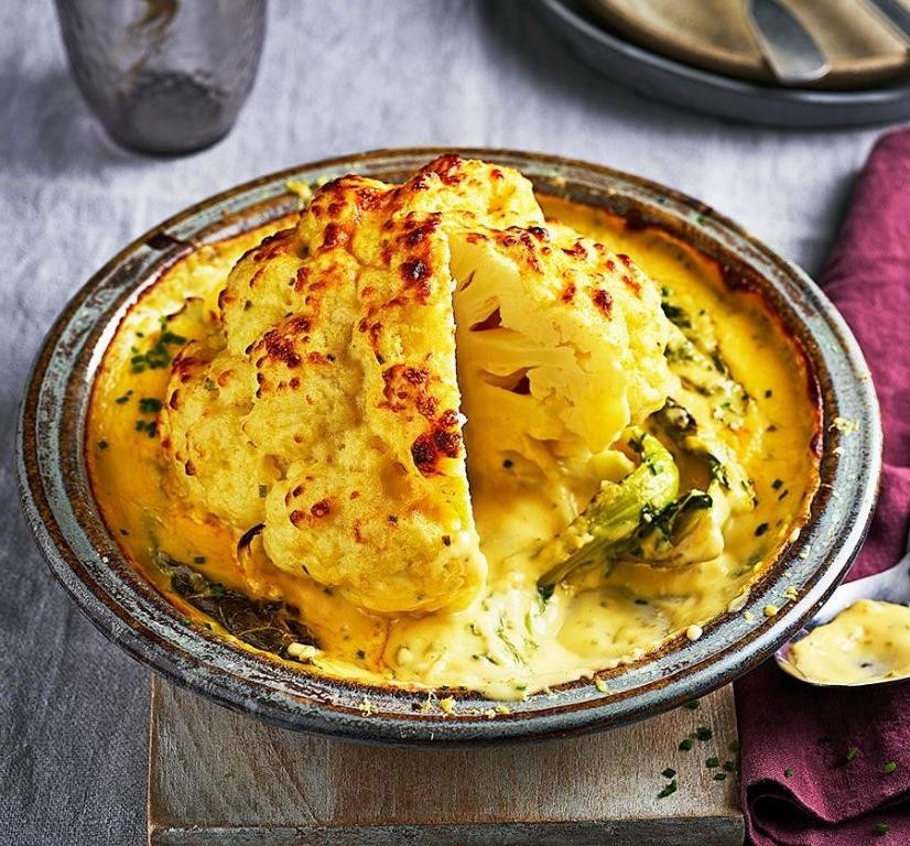 Whole Cauliflower Cheese Bake
