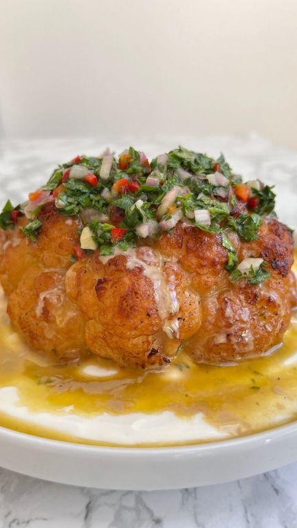 Whole Cauliflower with Chimichurri Sauce
