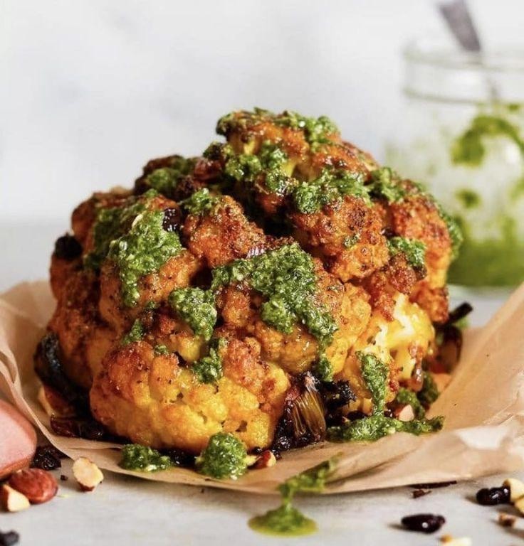 Whole Cauliflower with Curry Sauce