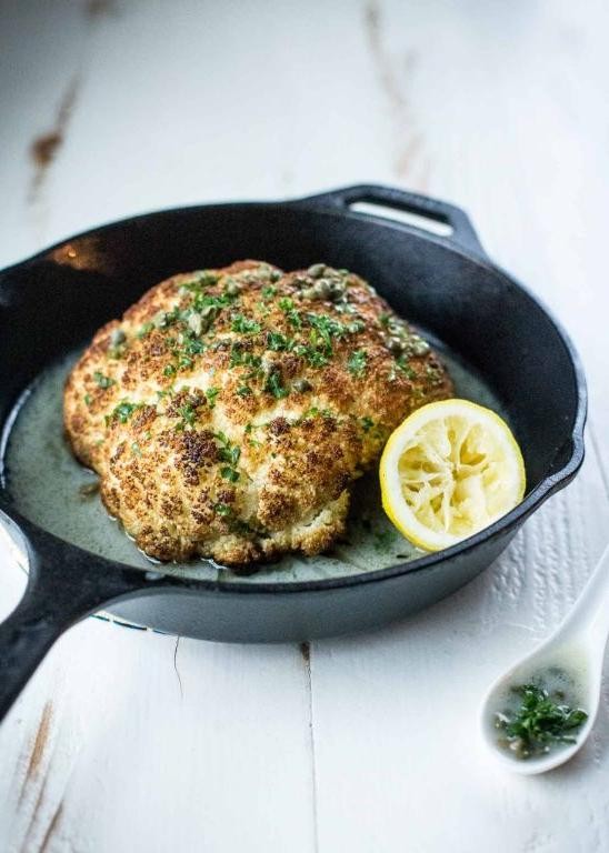 Whole Cauliflower with Lemon Herb Butter