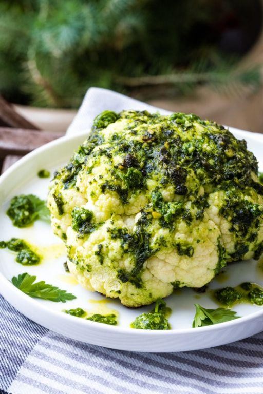 Whole Cauliflower with Pesto