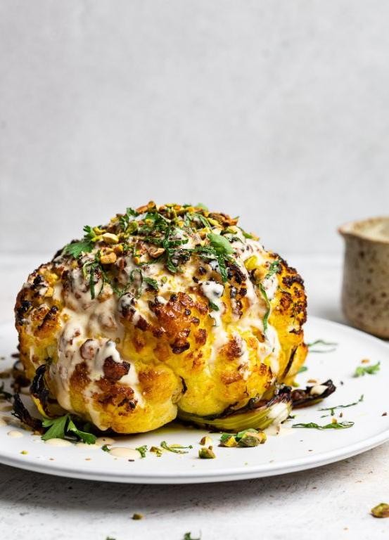Whole Cauliflower with Tahini Sauce