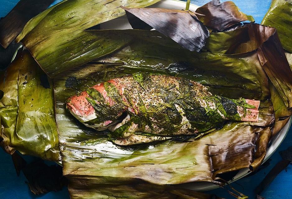 Whole Tilapia Cooked in Banana Leaves